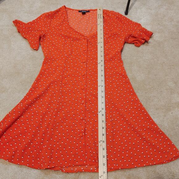 Forever 21 Button Front Flutter Sleeve Dress Size Small Button Down Polka Dot - Picture 6 of 9